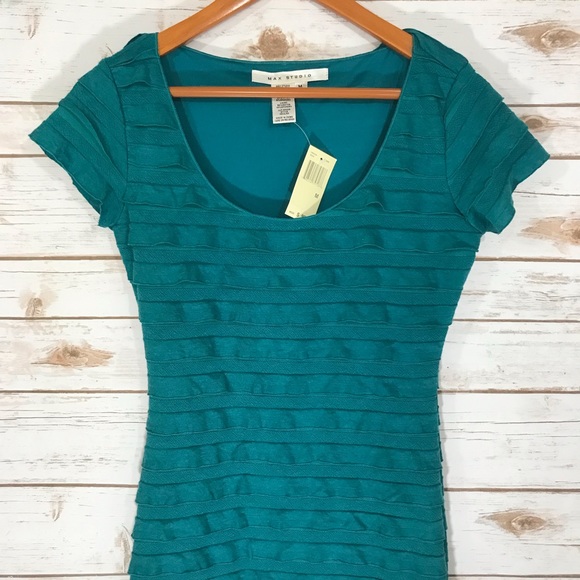NWT TEAL RUFFLE DRESS SIZE MEDIUM - Picture 2 of 8